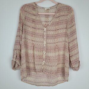 Urban Outfitters Pins & Needles Cream Red Popover Blouse Top S